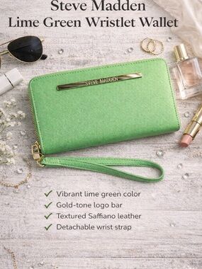 Steve Madden Green Zip-Around Wristlet Wallet